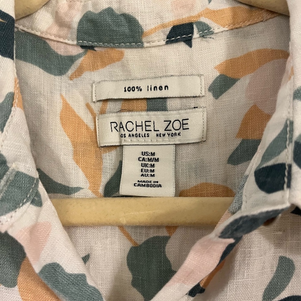 Rachel Zoe 100% linen shirt dress‎ tropical vacation women’s medium - Picture 5 of 5